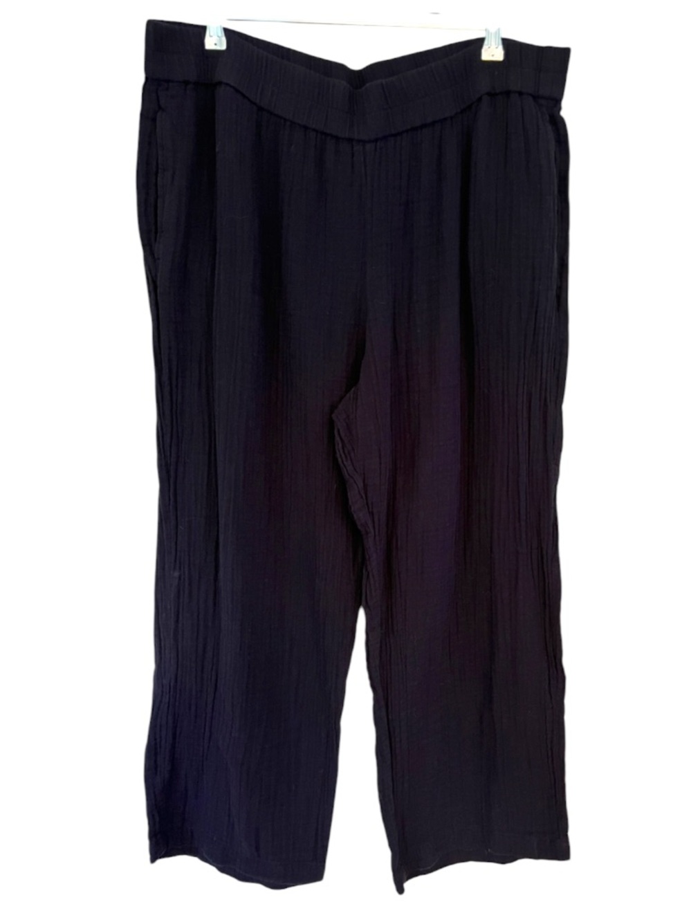 Eileen Fisher Waffle Weave Pull On Pants Navy Sz 3X Pockets Cotton